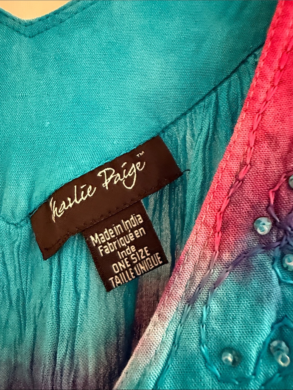 Charlie Paige Multicolor Tie-Dye V-Neck Camisole - Blue, Purple & Pink - Picture 2 of 3
